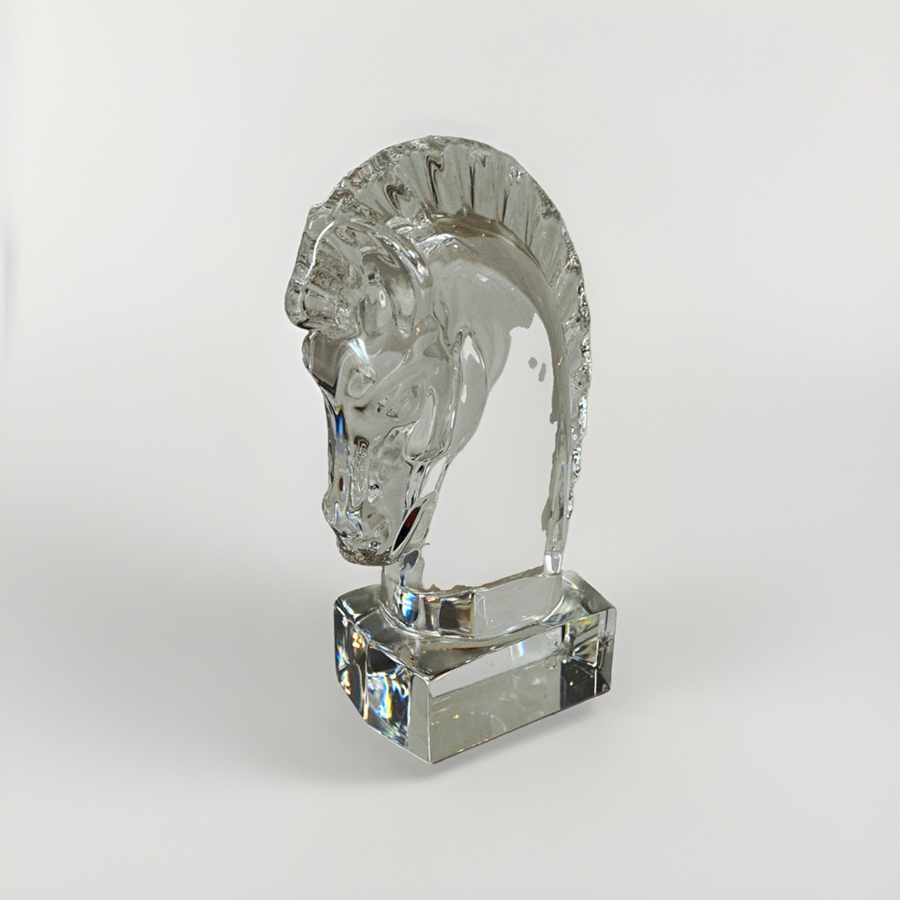 Baccarat crystal horse head sculpture